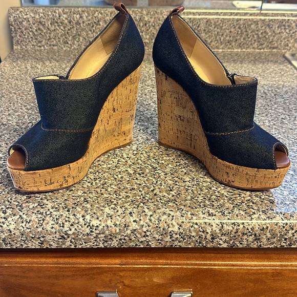 Blue Denim Christian Louboutin Wedges EU 38 - Picture 2 of 15